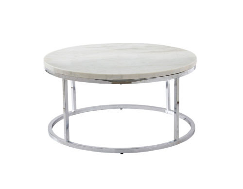 Roland Marble Top Tail Steve, Steve Silver Roland 36 Round Stone Top Coffee Table In Yellow