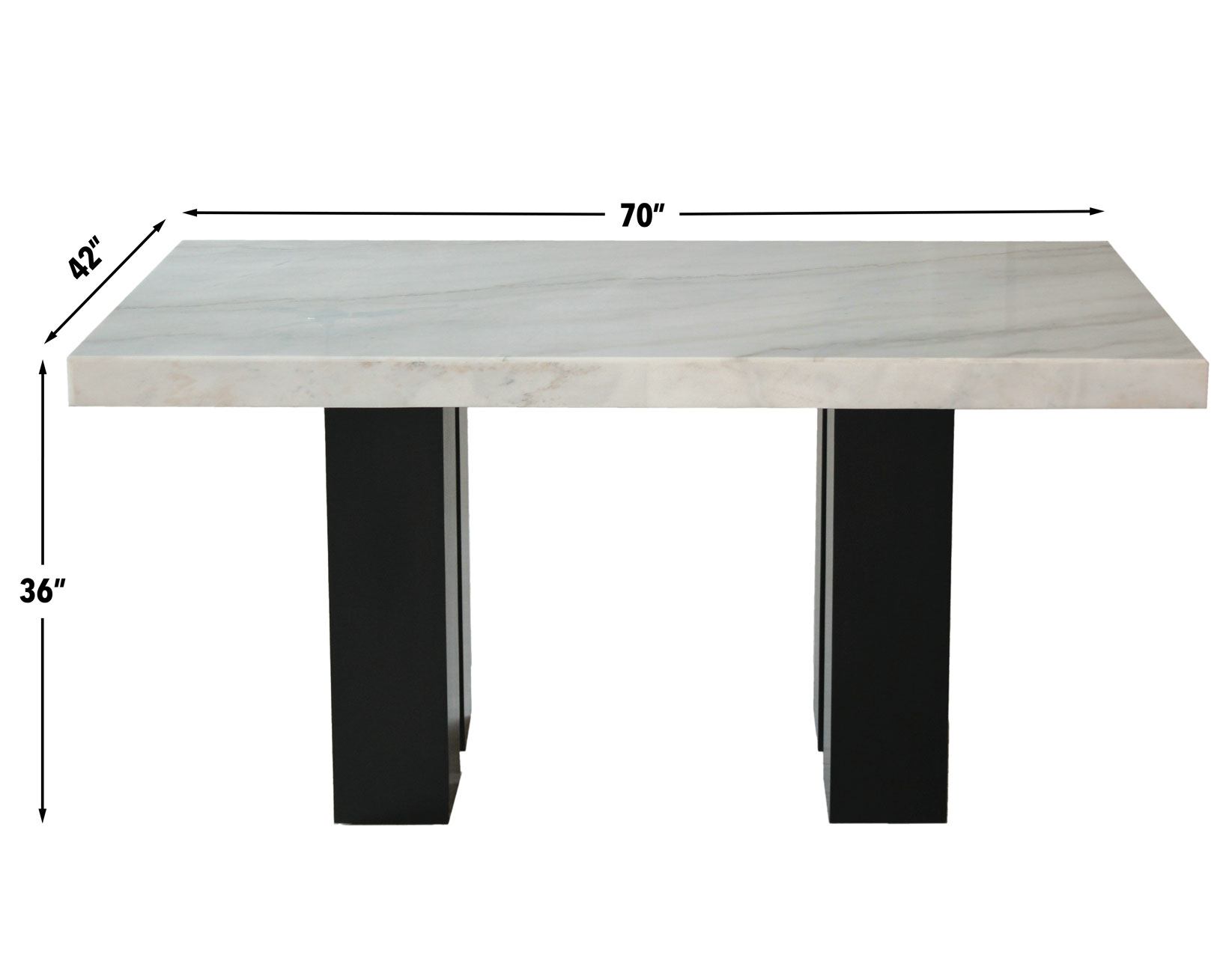 Artemis 70 inch Marble Top Dining Table, Black Finish - Image 5
