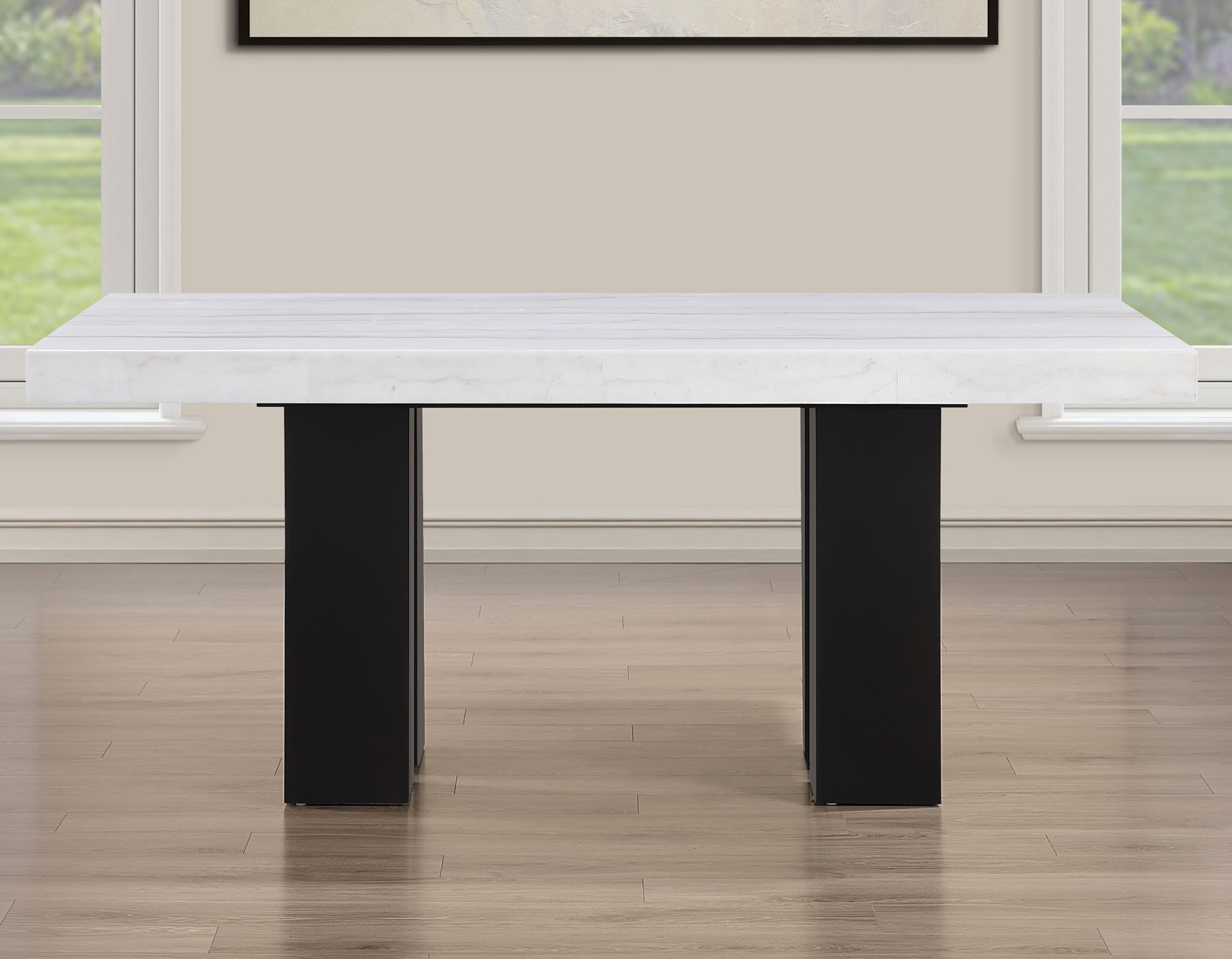 Artemis 70 inch Marble Top Dining Table, Black Finish - Image 2