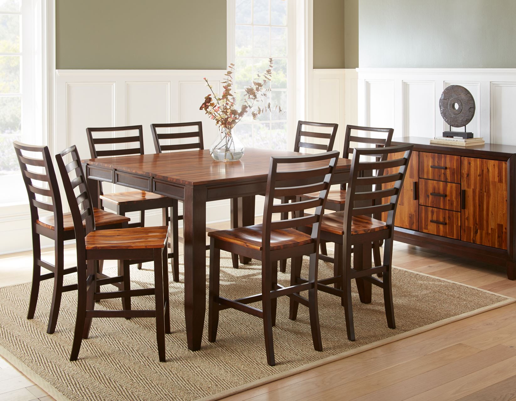 round patio table and six chairs