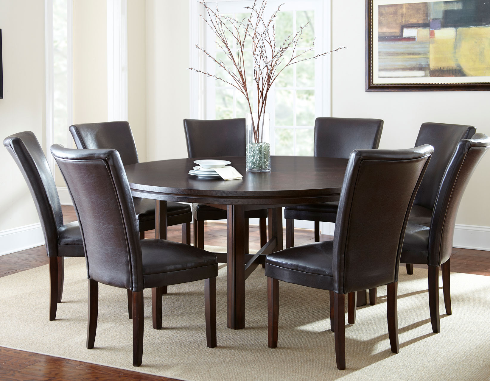 Hartford 72 Inch Table 7 Piece Set, 72 Inch Round Dining Table With Lazy Susan
