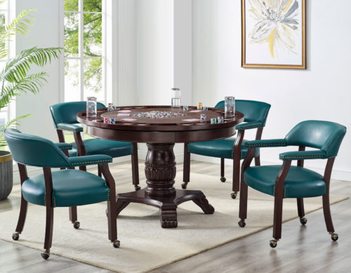 Game Table and Chairs, Tournament, 6-Piece, Teal