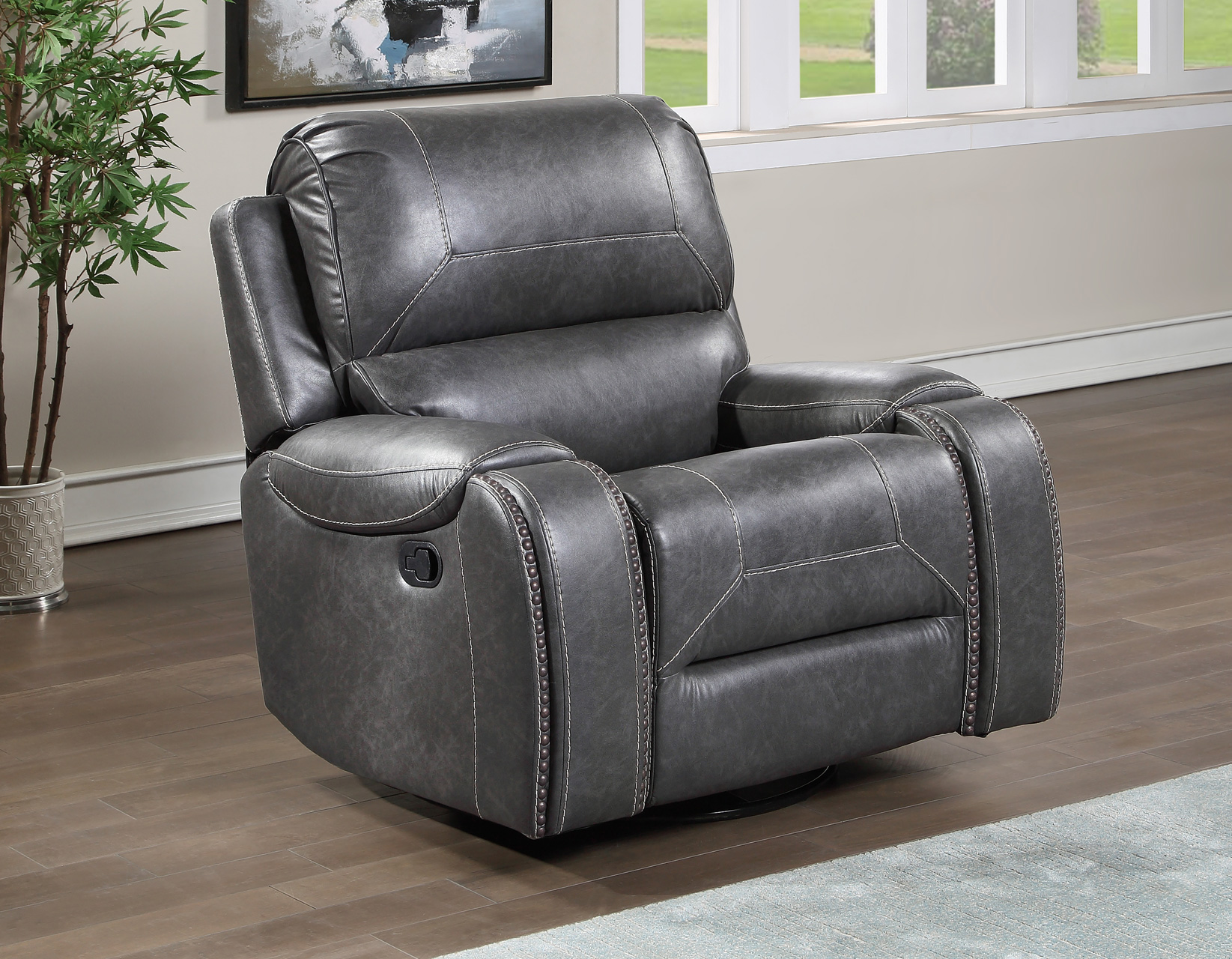 Keily Recliner, Manual Swivel, Glider, Grey - Steve Silver Company