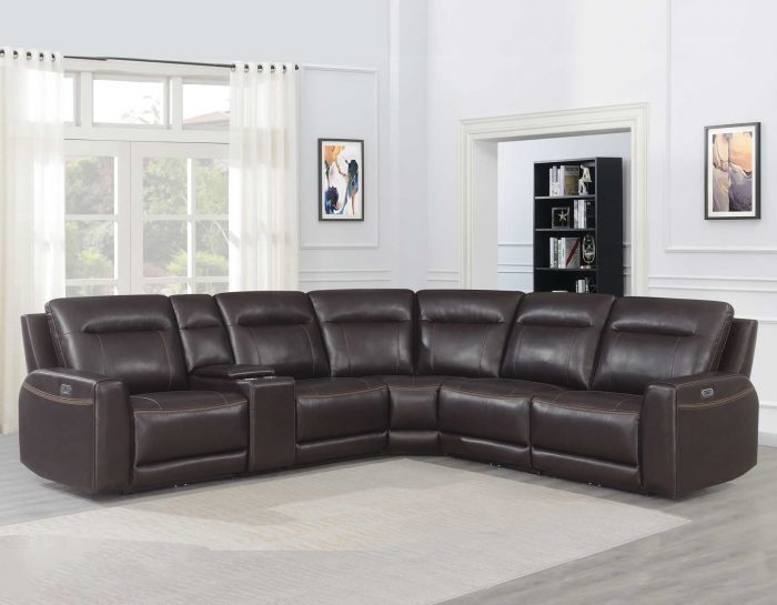 Doncella Dual Power Leatherette 6 Piece, Corry Leather Power Reclining Sectional Sofa