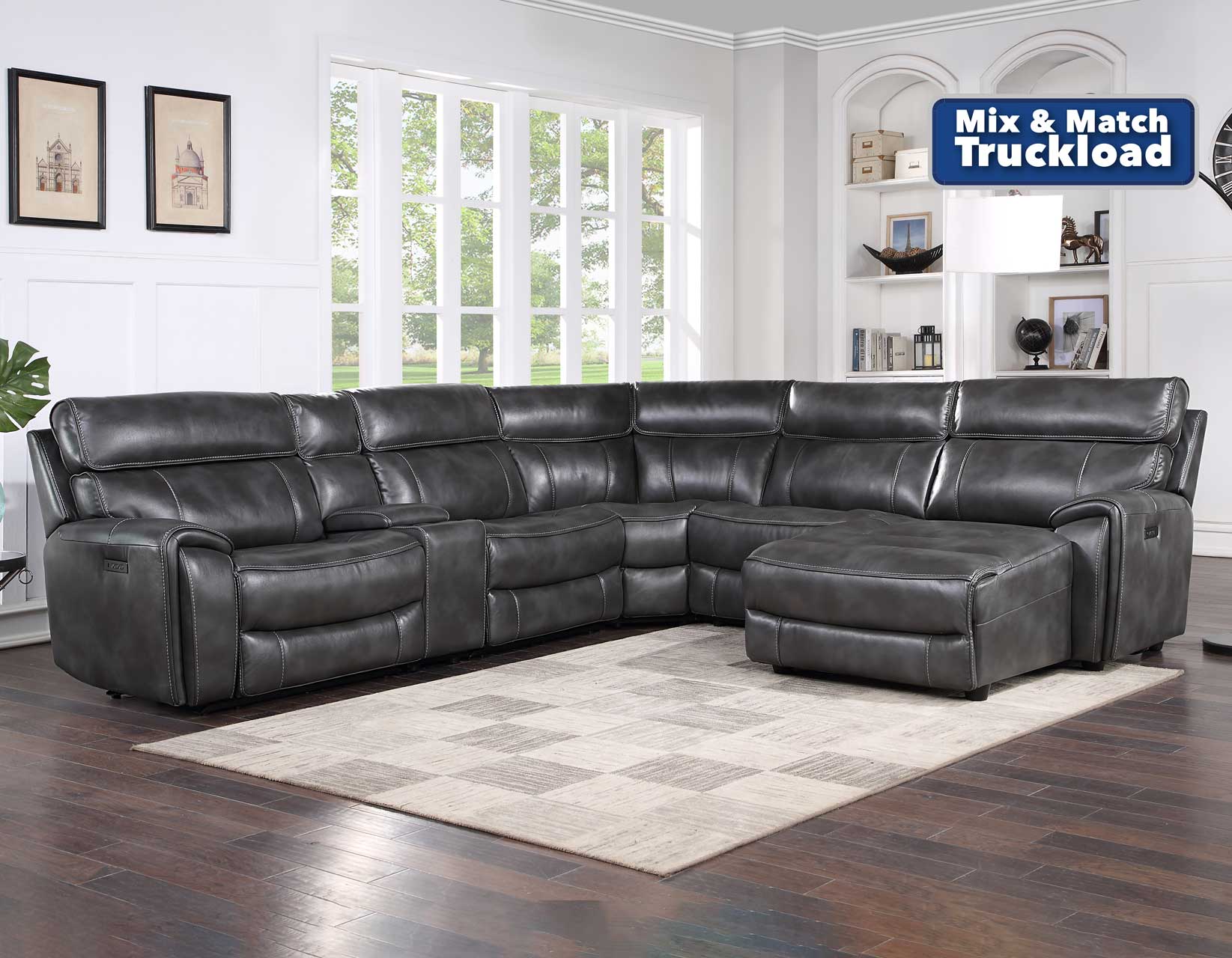 Provo 6Piece DualPower Sectional Steve Silver Company