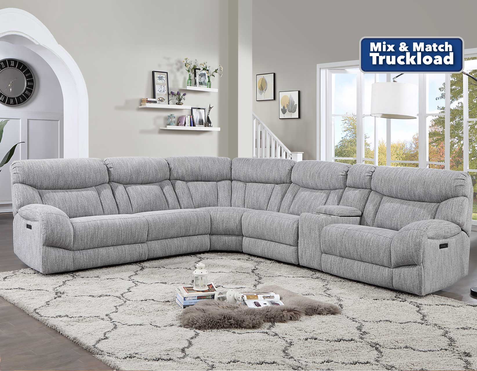 Park City 6Piece DualPower Sectional Steve Silver Company