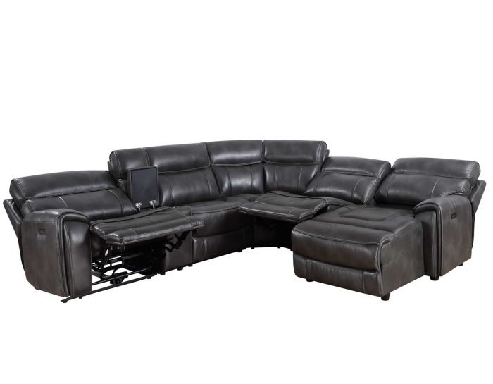 Steve Silver Company Provo Dual-Power Reclining Leatherette Sectional with Chaise