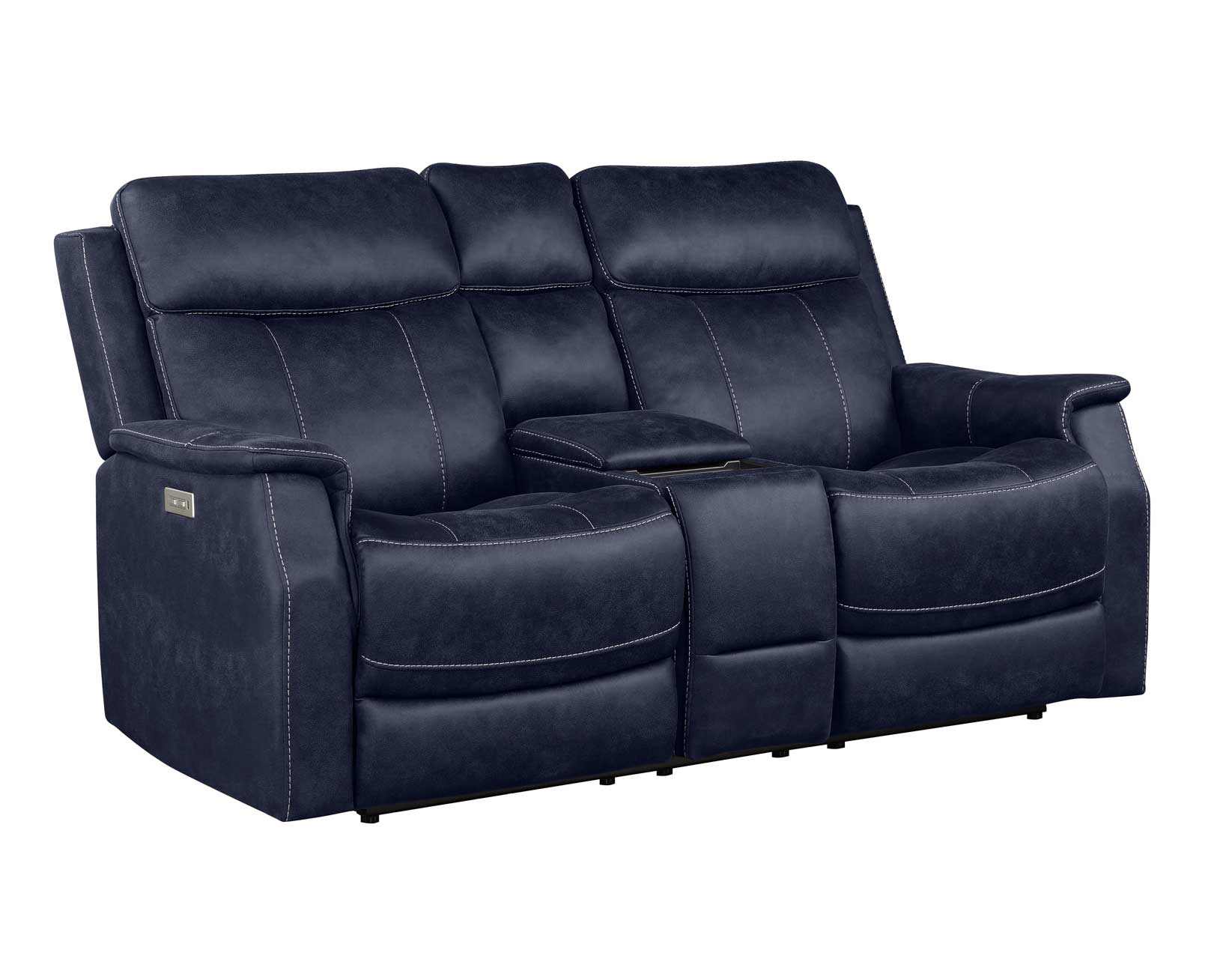 Valencia Dual-Power Leatherette Reclining Console Loveseat, Ocean 