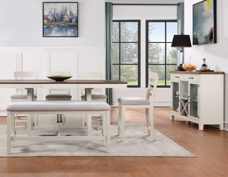 Hyland 5-Piece Counter Dining Set, Brown(Table & 4 Counter Chairs ...