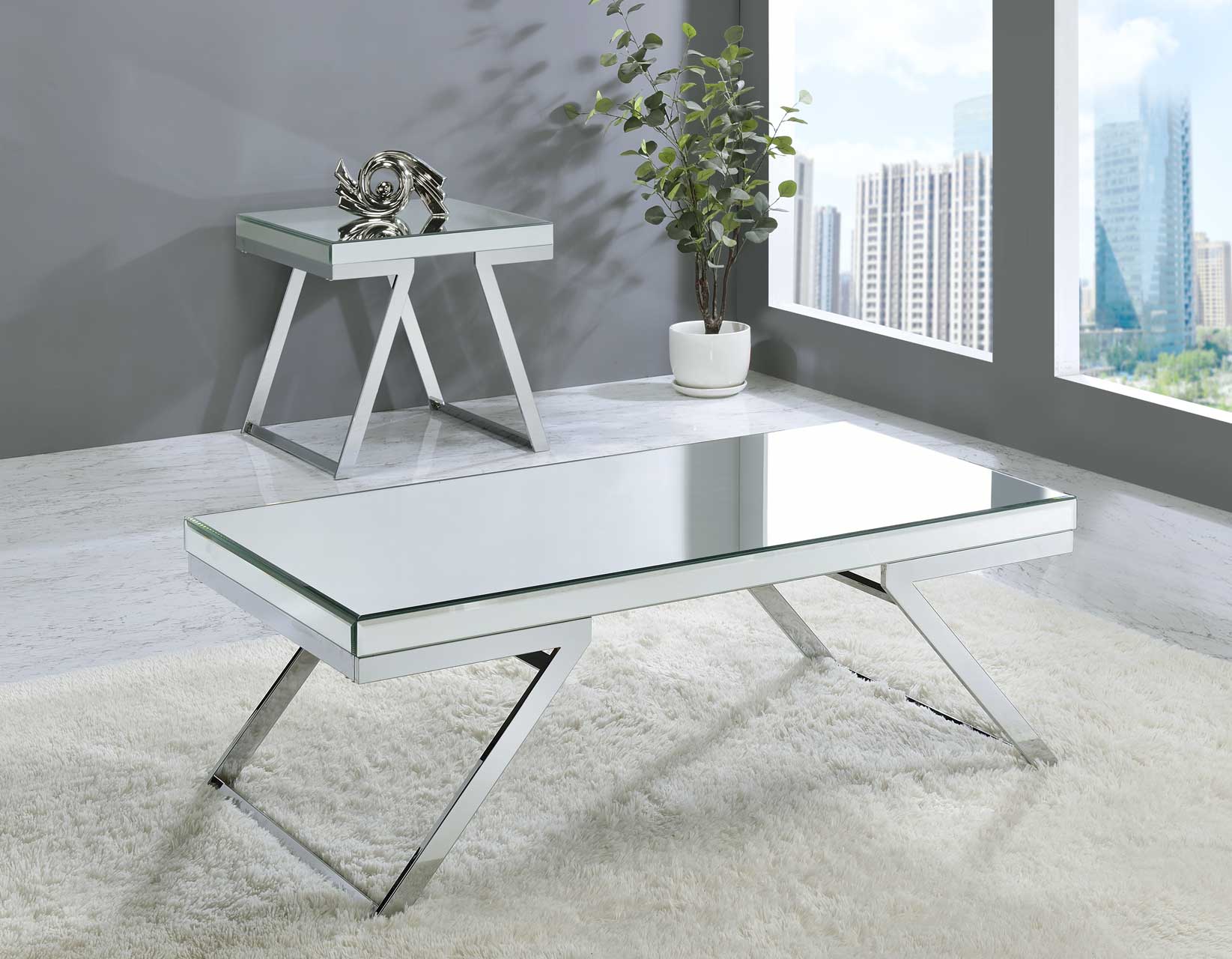 Silver mirror on sale coffee table