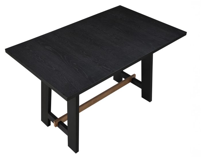 Aubrey 59.5" Counter Table, Black with Driftwood Stretcher - Image 7