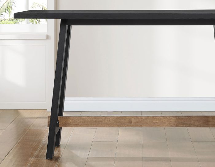 Aubrey 59.5" Counter Table, Black with Driftwood Stretcher - Image 5