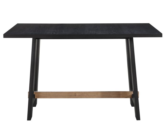 Aubrey 59.5" Counter Table, Black with Driftwood Stretcher - Image 3