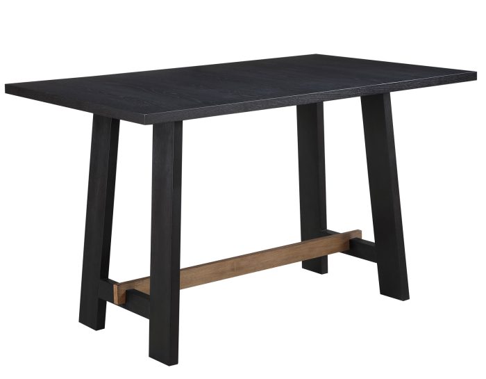 Aubrey 59.5" Counter Table, Black with Driftwood Stretcher - Image 2