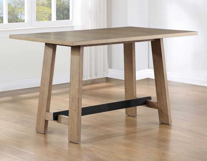 Aubrey 59.5" Counter Table, Drifwood with Black Stretchers - Image 2