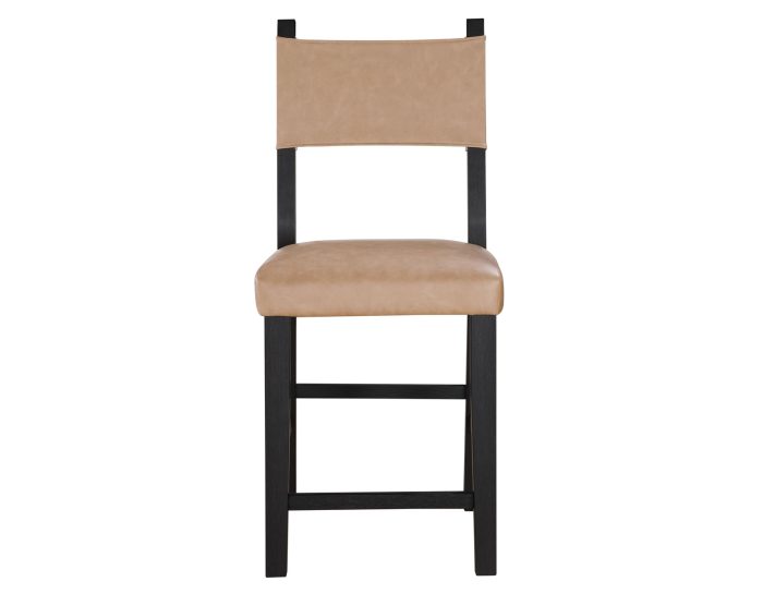 Aubrey 24" Counter Chair, Camel Vegan Leather with Black wood finish - Image 6