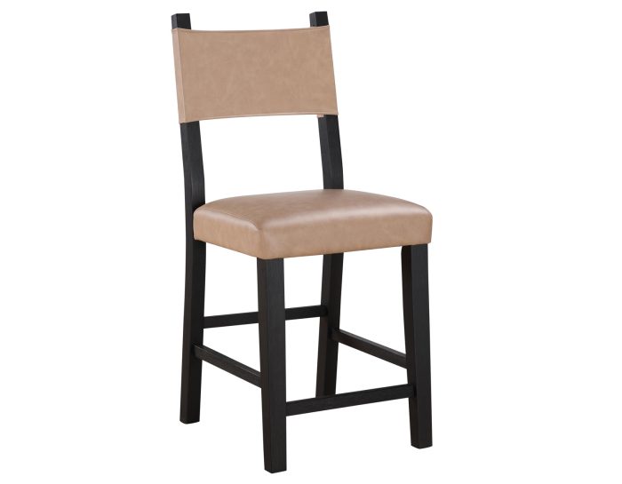 Aubrey 24" Counter Chair, Camel Vegan Leather with Black wood finish - Image 5