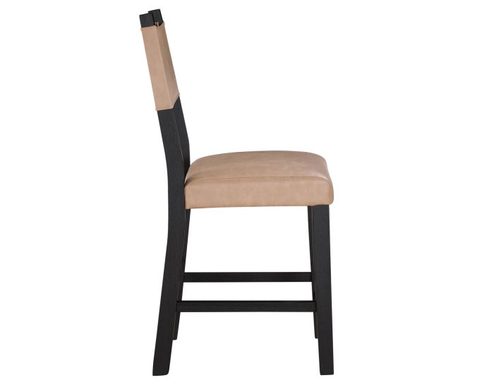 Aubrey 24" Counter Chair, Camel Vegan Leather with Black wood finish - Image 4