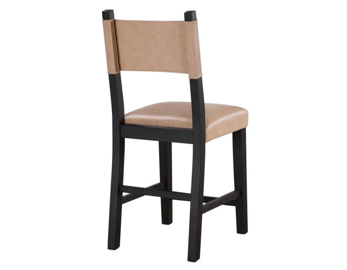 Aubrey 24" Counter Chair, Camel Vegan Leather with Black wood finish - Image 3