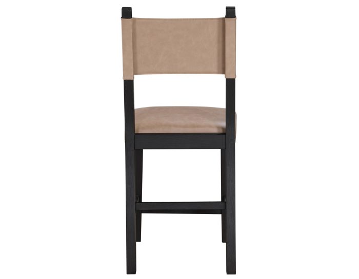 Aubrey 24" Counter Chair, Camel Vegan Leather with Black wood finish - Image 2