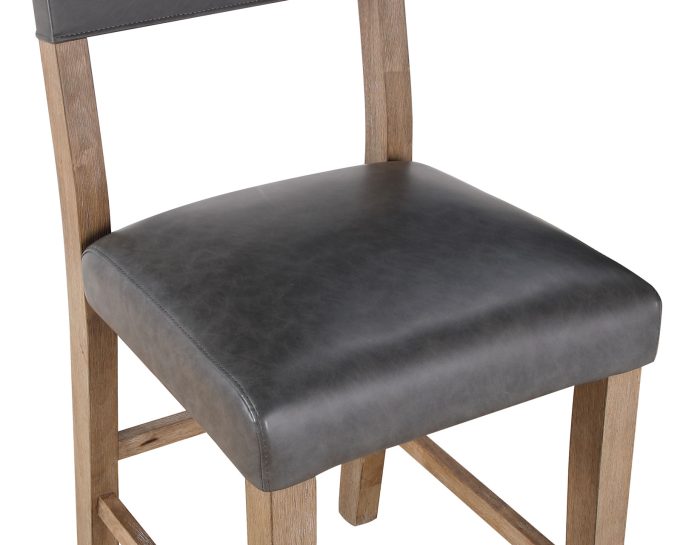 Aubrey 24" Counter Chair, Gray Vegan Leather  with Driftwood finish - Image 8