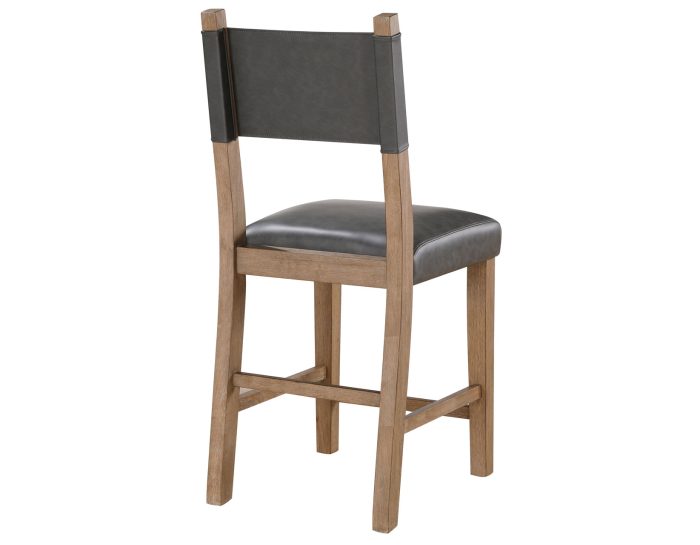 Aubrey 24" Counter Chair, Gray Vegan Leather  with Driftwood finish - Image 5