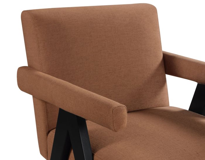 Helen Accent Chair, Rust Fabric with Black Wood Finish - Image 7