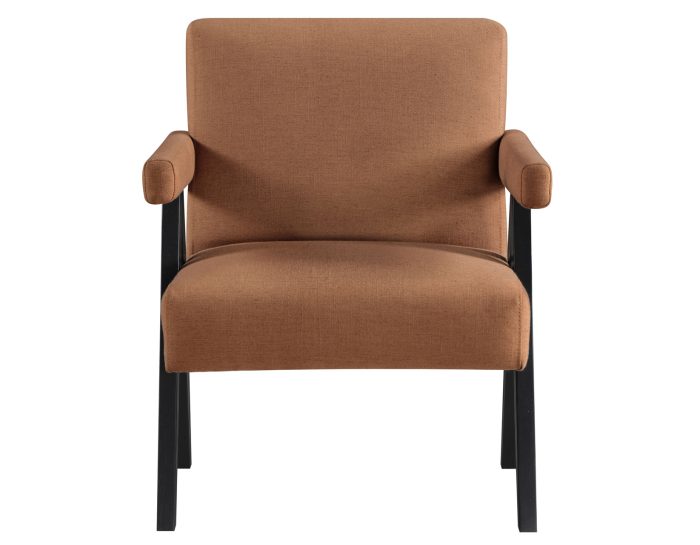 Helen Accent Chair, Rust Fabric with Black Wood Finish - Image 5