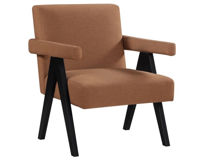 Helen Accent Chair, Rust Fabric with Black Wood Finish - Image 4