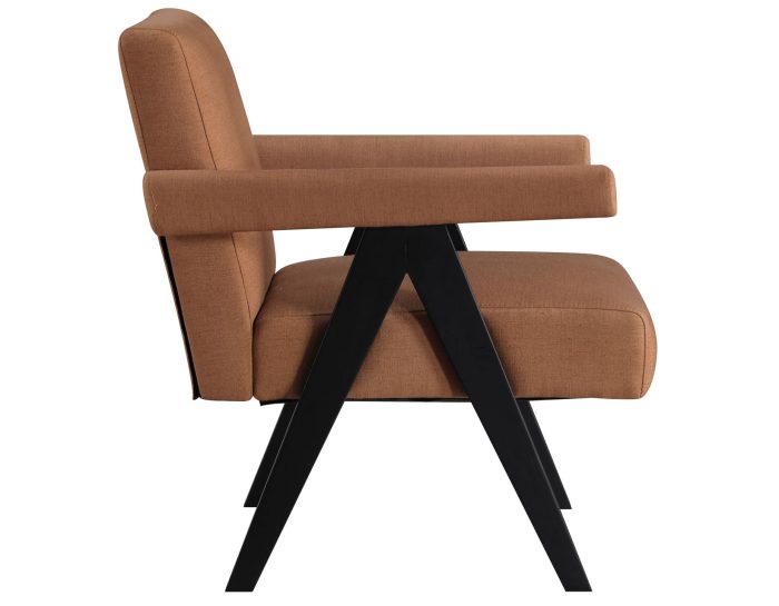 Helen Accent Chair, Rust Fabric with Black Wood Finish - Image 3