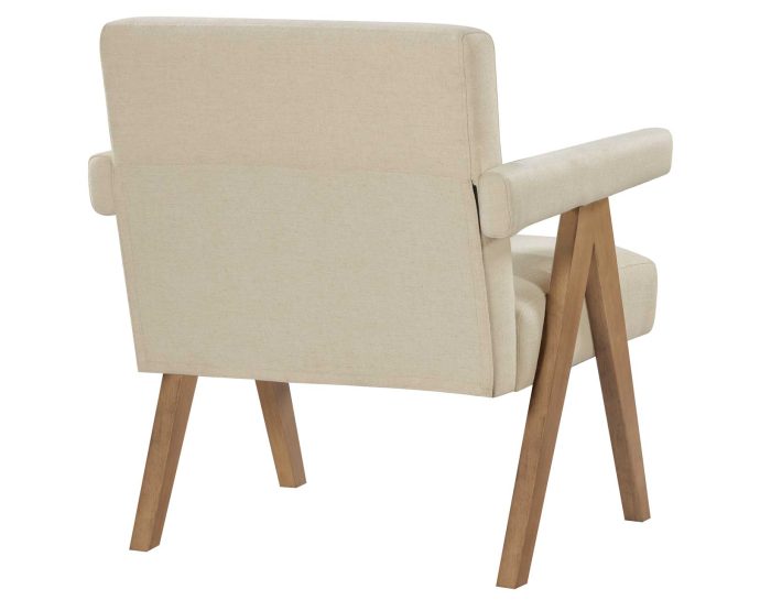 Helen Accent Chair, Cream Fabric with Light Chestnut Wood Finish - Image 5