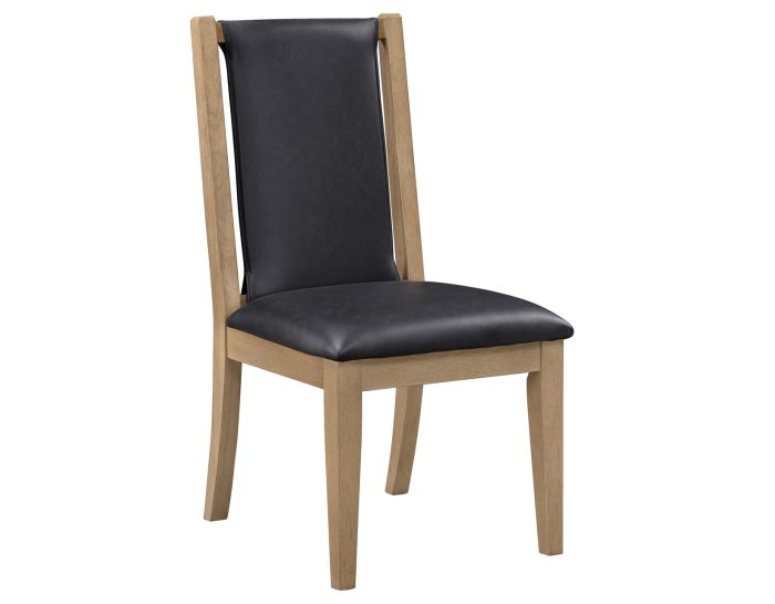 Orinda Rustic Solid Wood Side Chair, Brown Vegan Leather - Image 4