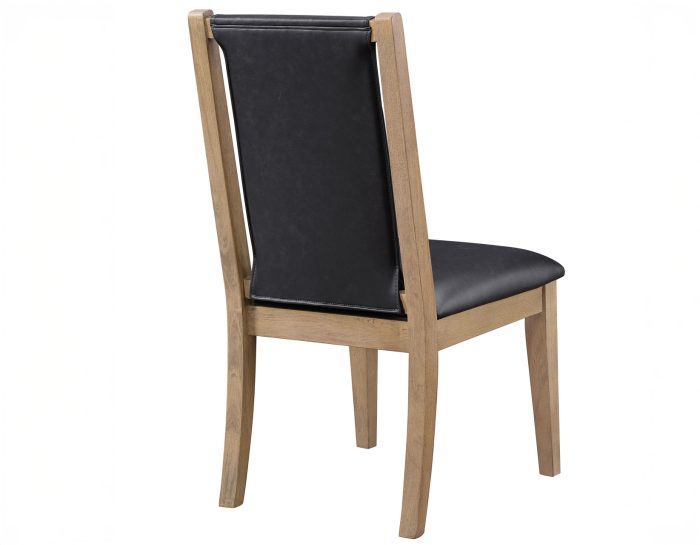 Orinda Rustic Solid Wood Side Chair, Brown Vegan Leather - Image 5