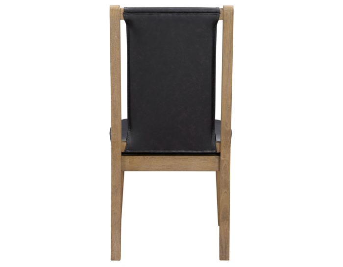 Orinda Rustic Solid Wood Side Chair, Brown Vegan Leather - Image 6