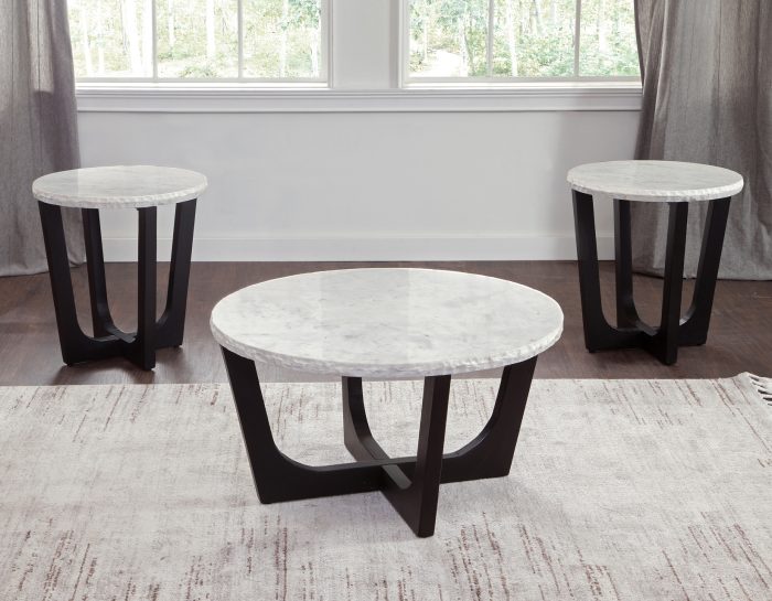 Chrissy 3-Piece Round White Marble Top Table Set - Image 14