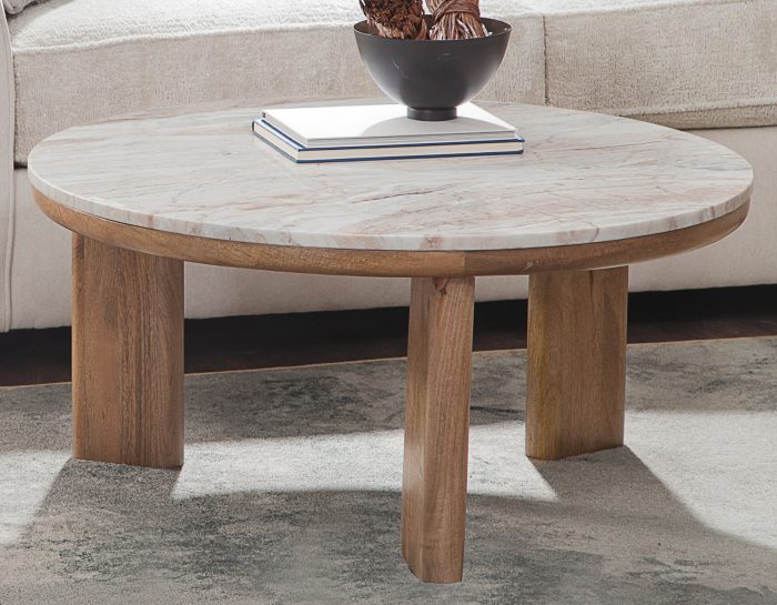 Sidney 3-Piece Round Toronto Brown Marble Top Table Set - Image 3