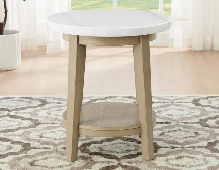 Vida 3-Piece Castered Round White Marble Top Table Set - Image 5