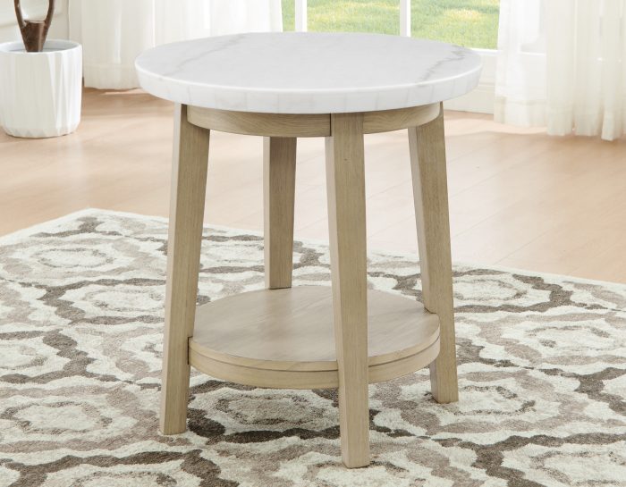 Vida 3-Piece Castered Round White Marble Top Table Set - Image 4