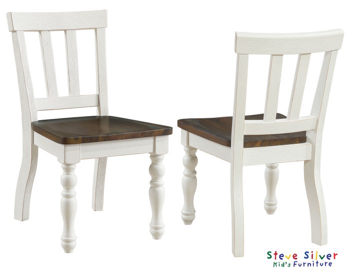 Joanna Kids Solid Wood Side Chair, Ivory and Mocha Finish - Image 5