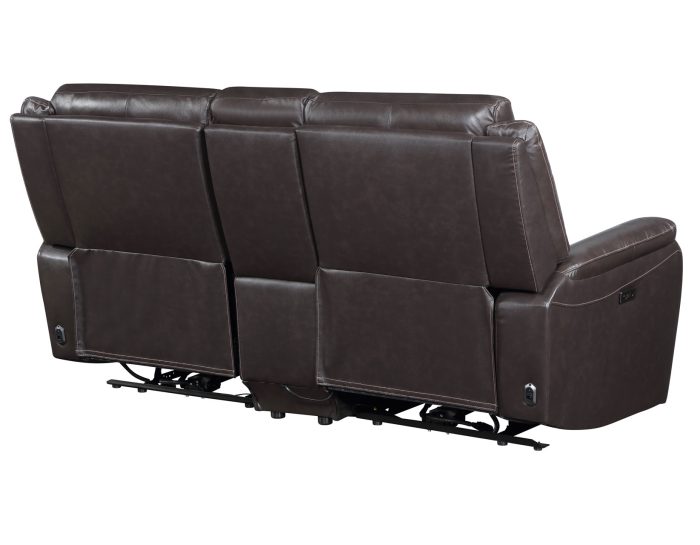 Alexandria Leather Power Reclining Console Loveseat, Chocolate - Image 9