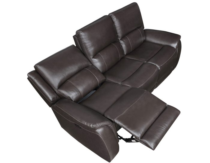 Alexandria Power Leather Reclining Sofa, Chocolate - Image 3