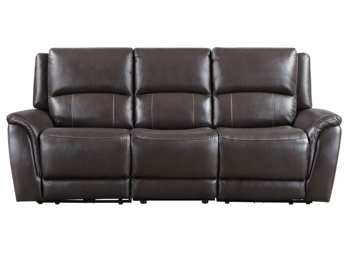 Alexandria Power Leather Reclining Sofa, Chocolate - Image 4