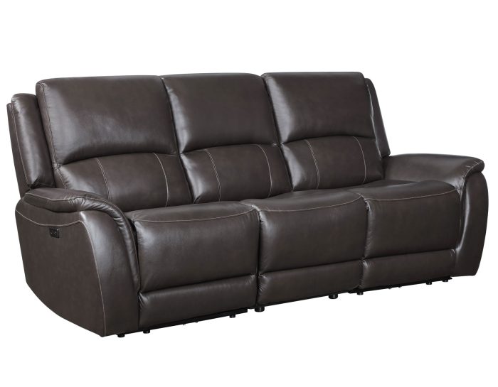Alexandria Power Leather Reclining Sofa, Chocolate - Image 6