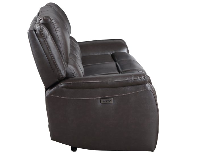 Alexandria Power Leather Reclining Sofa, Chocolate - Image 8