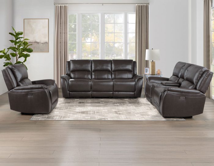 Alexandria Power Leather Reclining Sofa, Chocolate - Image 11
