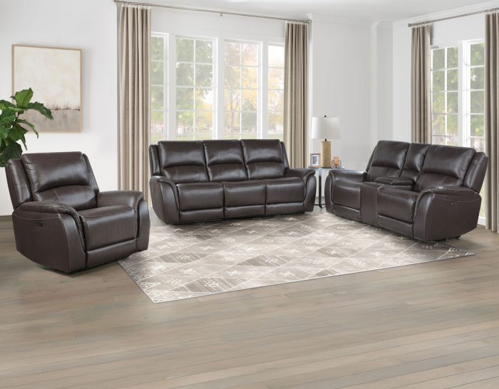 Alexandria Power Leather Reclining Sofa, Chocolate - Image 12