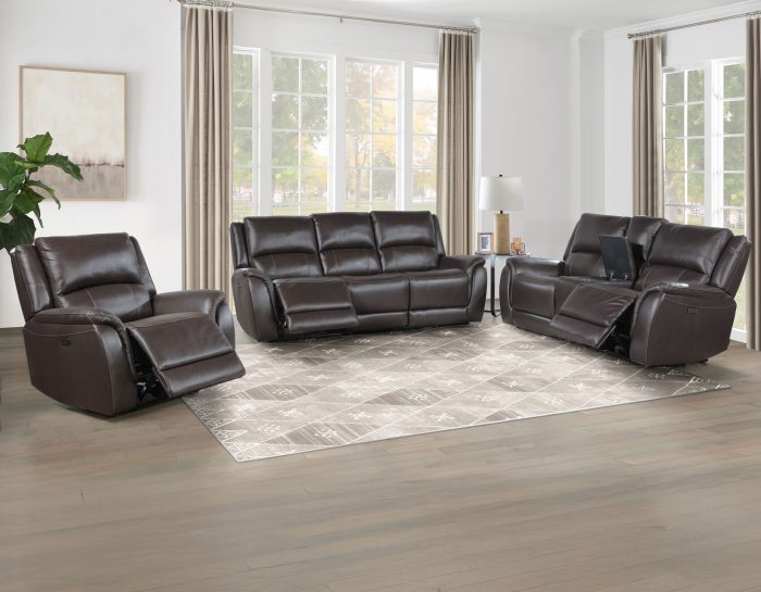 Alexandria Power Leather Reclining Sofa, Chocolate - Image 14