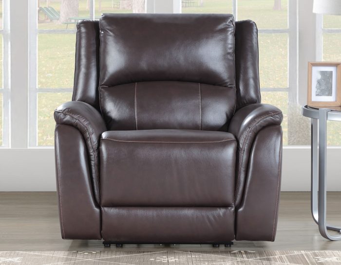 Alexandria 3-Piece Leather Reclining Set - Sofa, Loveseat, Recliner, Chocolate - Image 6