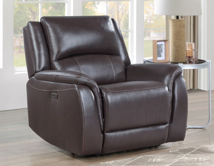 Alexandria 3-Piece Leather Reclining Set - Sofa, Loveseat, Recliner, Chocolate - Image 7
