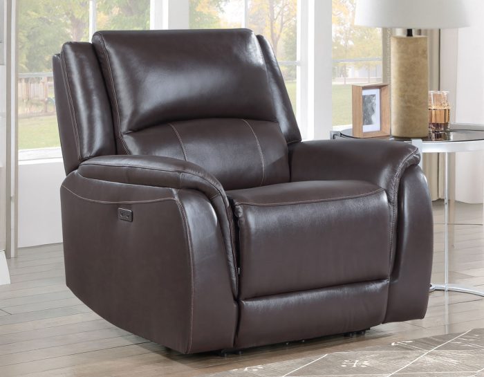 Alexandria Leather Power Recliner, Chocolate - Image 2